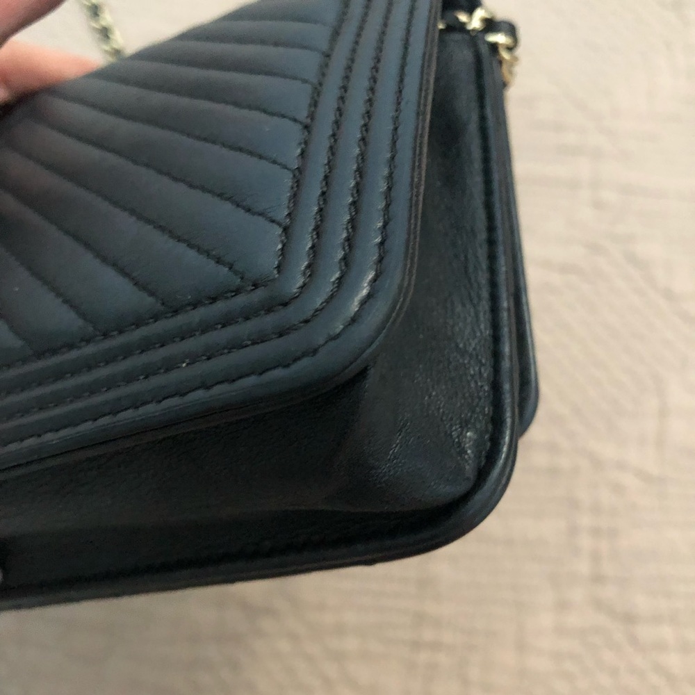 Chanel Lambskin Chevron Boy WOC wallet on chain black gold tone hardware - Picture 10 of 15